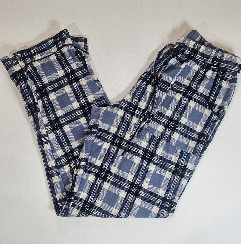 Lucky Brand Pajama Pants Womens Small Blue Plaid Lounge Drawstring Elastic Soft